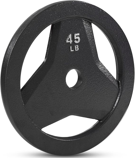 JFIT Olympic 2" Cast Iron Grip Plate or 2" Rubber Bumper Plate for Barbell Single or Pair 6 Weight 2.5 lb to 45 lbs for Strength Training, Weightlifting, Bodybuilding