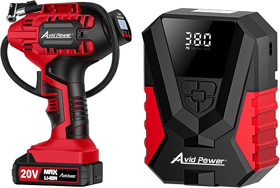 AVID POWER Cordless Tire Inflator Bundle with AC/DC Tire Inflator
