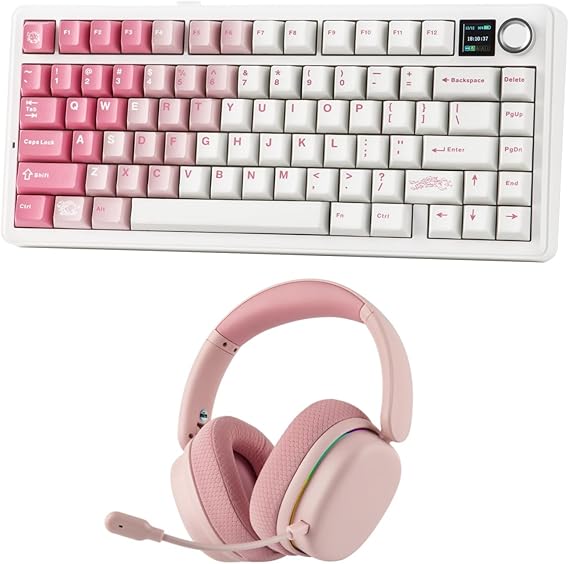 EPOMAKER X Aula F75 MAX Wireless Mechanical Keyboard with TFT Screen and Knob+G7 Pro Wireless Gaming Headset