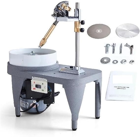Rock Tumbler Machine, 180W Gem Faceting Machine 2800RPM Jade Grinding Polisher with Faceted Manipulator 110V Gemstone Jewel Processing Equipment,for Grinding Polishing Drilling