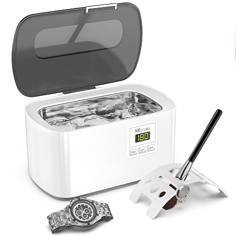 KECOOLKE Ultrasonic Jewelry Cleaning Machine, 600ml Sonic Cleaner with Digital Timer for Eyeglasses, Rings, Silver,Cleaner Solution for Gifts