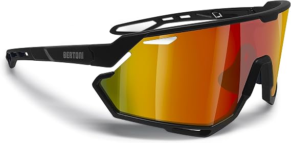 Bertoni Sport Cycling MTB Running Sunglasses for Men Women in TR90 Antifog Wide Lens mod. ALPHA NEW
