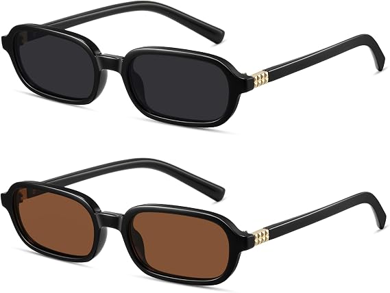 Retro Rectangle Sunglasses for Women Men Trendy Vintage Small Square