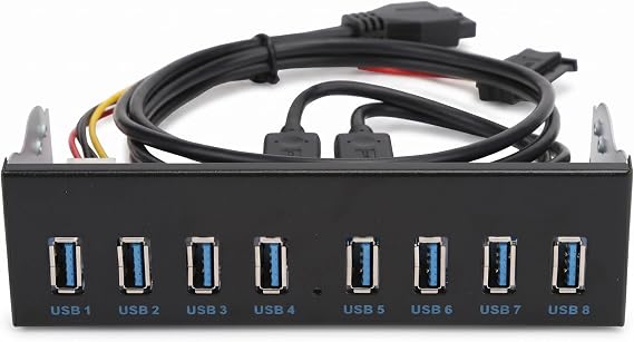 USB 3.0 8 Port Hub with Optical Drive Panel 19PIN Front Panel Adapter for PC Computer Extension