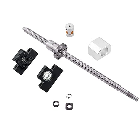 Ball Screw SFU1605 RM1605 Length 400mm Diam 16mm with Ballnut and ballnut housing + end Supports EK/EF12 + Coupler for CNC, Length Approx 15.75 inch/ 400mm