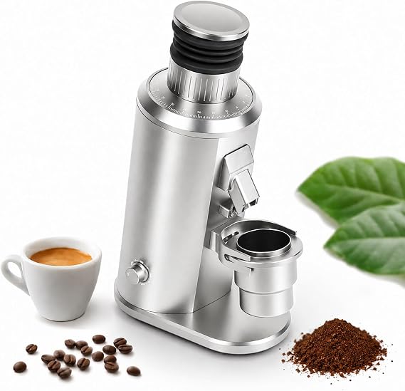 Espresso Grinder - 80mm Flat Burr Coffee Grinder with 0-100 Grind Settings, 70g Bean Hopper, Adjustable RPM, and Portafilter Fork