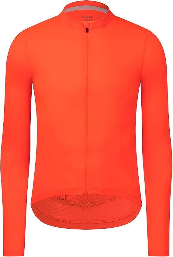 Men's Long Sleeve Cycling Jersey Zipper Pocket Lightweight Aero Race Fit Pro Road Bike, UPF 50+ Biking Cycling Shirt