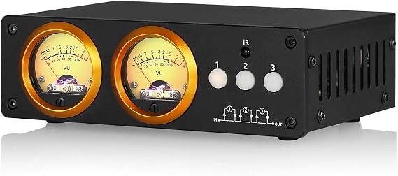 Douk Audio L3 RCA Audio Switch 1 in 3 Out & 3 in 1 Out, 3 Channel Switcher Selector Box with Remote Control & VU Meter & Bypass for PC, Amplifier, Speaker