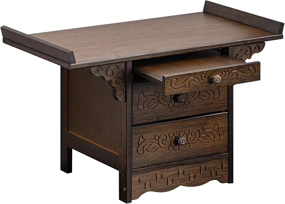 Altar Cabinet, Simple Modern Shrine, Meditation Table with Pull-Out Storage Board, for Living Room, Study Room(23.6 * 13 * 15in)