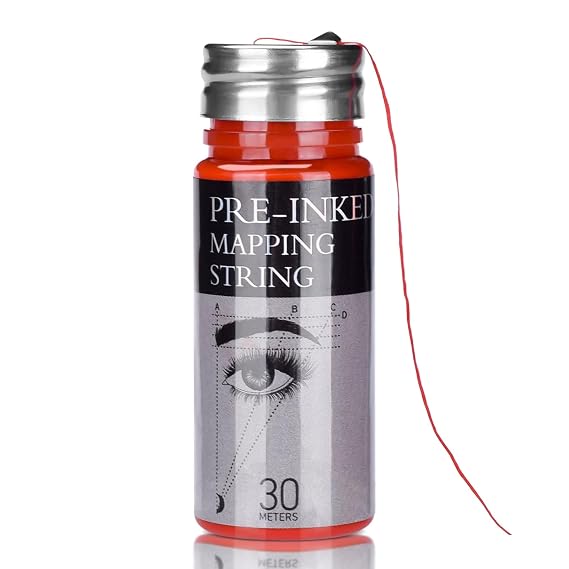 ATOMUS Eyebrow Mapping String 1 Bottle Pre-inked 30m(98ft) Microblading String for Brow Marking Measuring String for Eyebrow Makeup (Red)