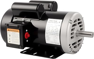 5 HP Air Compressor Motor, 3450 RPM Electric Motor, 230V 25.0A Single Phase Motor, ODP 56HZ Frame 78Keyed Shaft, 2.25 Shaft Length for Air Compressors