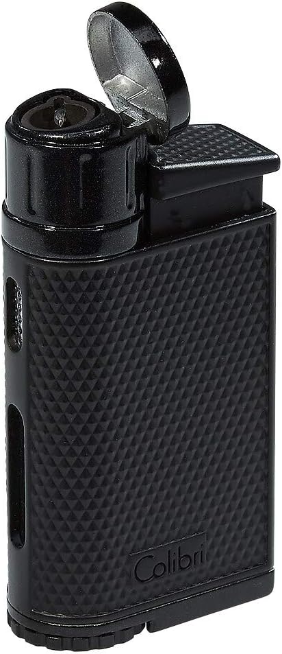 Colibri EVO Angled Single Jet Flame Refillable Butane Torch Lighter, Windproof, User-Friendly with Pachmayr Grip, Blue Fuel Window and Adjustable Flame - Sleek Design (Black)