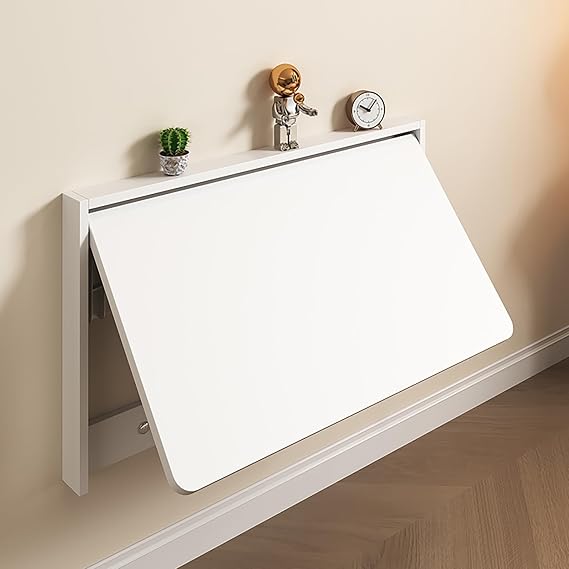 Wall-Mounted Folding Table, Multi-Function Computer Desk, Space-Saving Solid Wood Drop Leaf Desk for Small Apartments