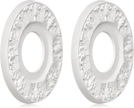 2 Pcs Vintage Carved Flower Ceiling Medallion for Light Fixtures and Ceiling Fans (10-1/8"OD X 4"ID White)