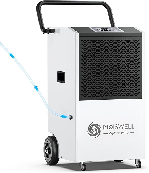 80L Commercial Dehumidifier with Pump, 350m³ Coverage Industrial Use Portable Dehumidifier with Wheels, Fit for Water Damage Restoration, Basement, Garage