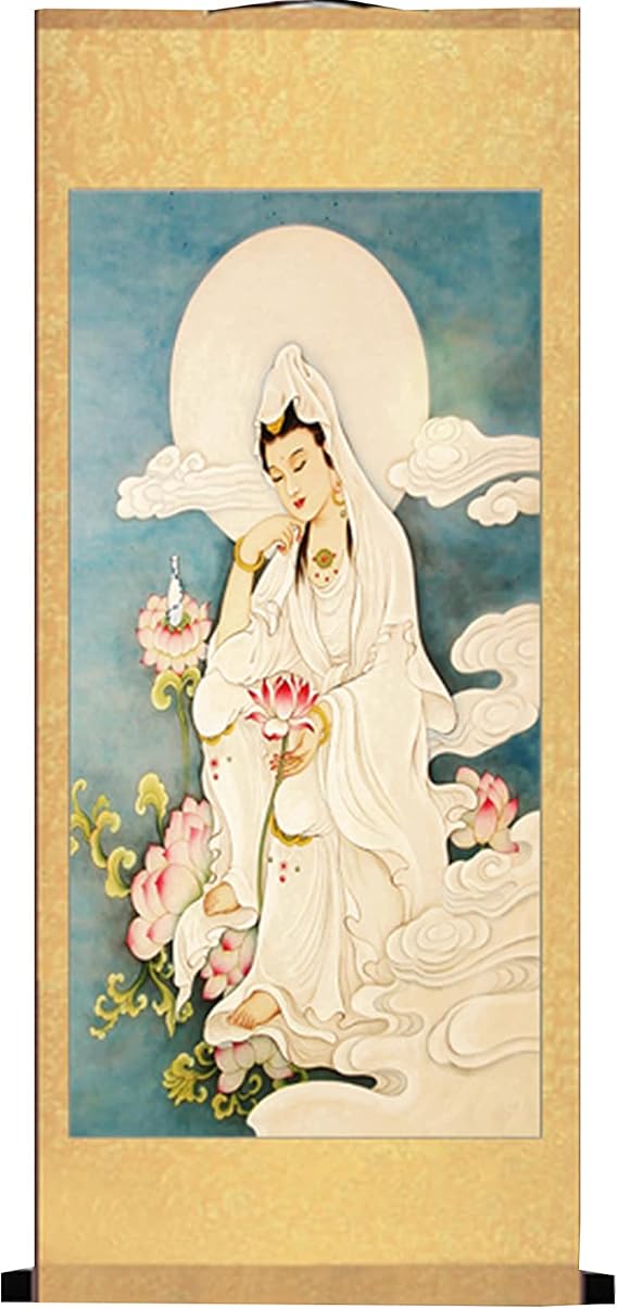 SAVGU Wall Art, Scroll Painting Feng Shui,Guan Yin/Kwan Yin/Quan Yin Chinese Scroll Wall Hanging Art,Good Luck Decorative Paintings Ornaments,B (Color : OneColor)