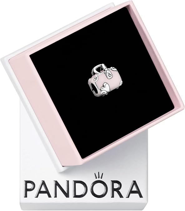 PANDORA Pink Travel Bag Charm - Compatible Moments Bracelets - Jewelry for Women - Gift for Women in Your Life - Made with Sterling Silver & Enamel