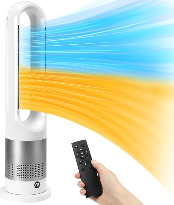Fan for Both Cooling and Heating, Feather Free, Tower Fan, 8 Levels of Air & 3 Modes, 80° Head Switching, Left and Right 80° Oscillation, 9H Timer Function, Both Air Conditioning, Hot Air, Cold Air