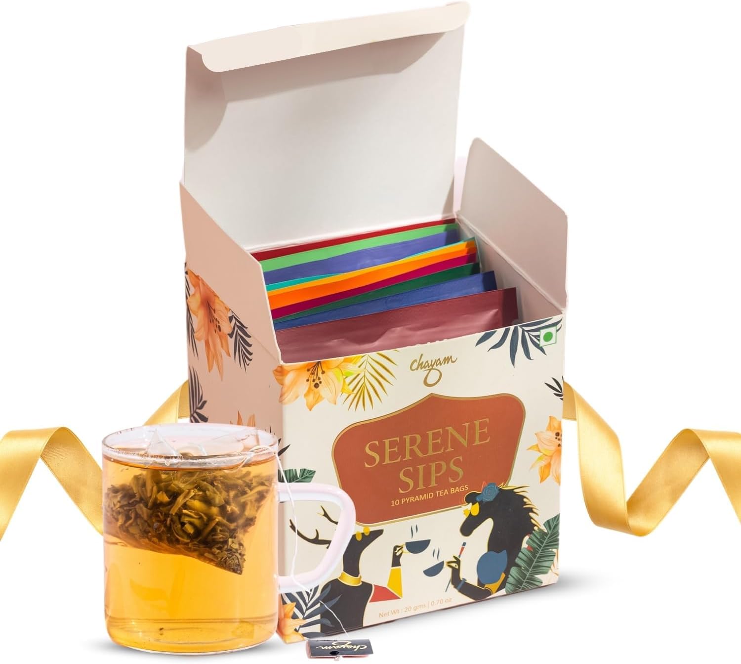 M1SS Serene Sips Assorted Tea Gift Box – 10 Premium Pyramid Tea Bags – Luxury Herbal & Green Tea Sampler – Eco-Friendly Gift for Wellness, Relaxation & Special Occasions