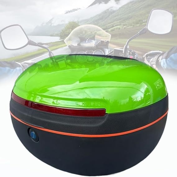 EMENAR Universal Rear Top Box 35L Storage Box Tail Box For Motorcycle Scooter Waterproof Top Case With Security Lock Bracket Base Plate (Color : Green)