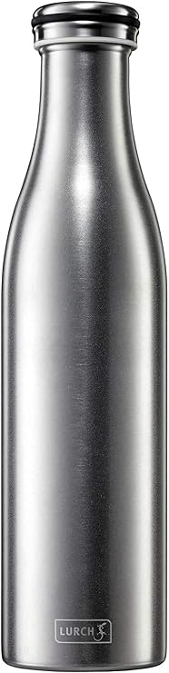 Lurch Germany Thermal Bottle for Hot and Cold Drinks Made of Double-Walled Stainless Steel (Sandblasted Stainless Steel, 25, oz. | 0.75l)
