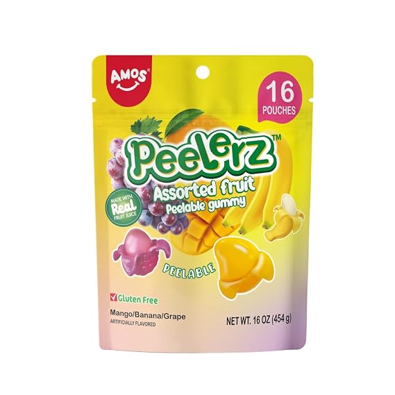Amos Peelerz Gummy Candy (16oz (Pack of 1), Mixed-Fruit)