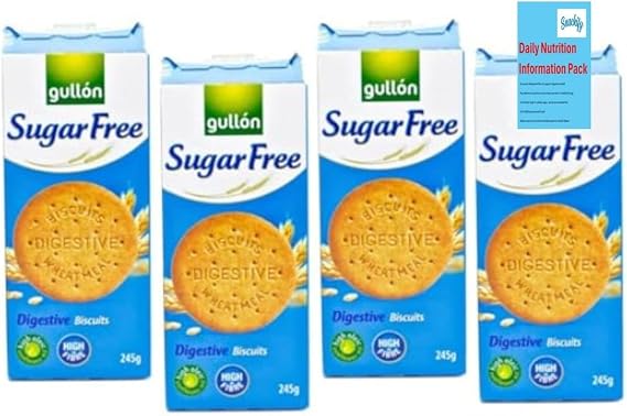 Gullon Sugar free Digestive Biscutis 245g| Sugar Free & Vegan Biscuits | Digestive Biscuits | Bulk Diabetics Biscuits | Vegan Digestive Biscuits Plain | Available for Hamper (Pack of 4)