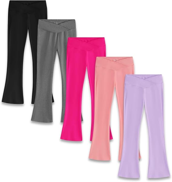 EXARUS Girls Flare/Skinny Leggings Stretchy Pants Multipack for Youth Teen
