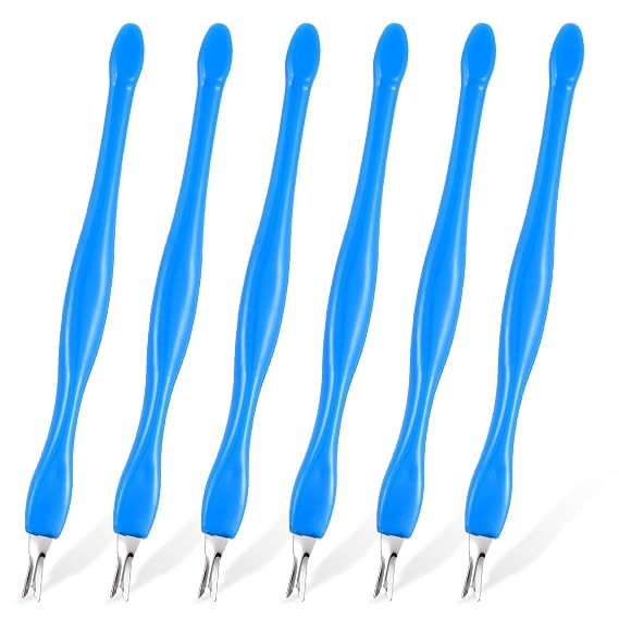 3 Pcs Cuticle Trimmer Pusher Remover, Rubber Tip Gentle on Nail Bed, Cuticle Dead Removal Fork, Nail Cleaner Tools for Fingernail and Toenail