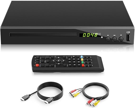HD Blu-ray Player Compact Blu-ray Disc Player HD 1080P DVD Player for TV with HDMI Output AV Output Coaxial Output USB Input Plays Blu-Ray Discs of Region B/2 and Multi-Regional DVD Discs