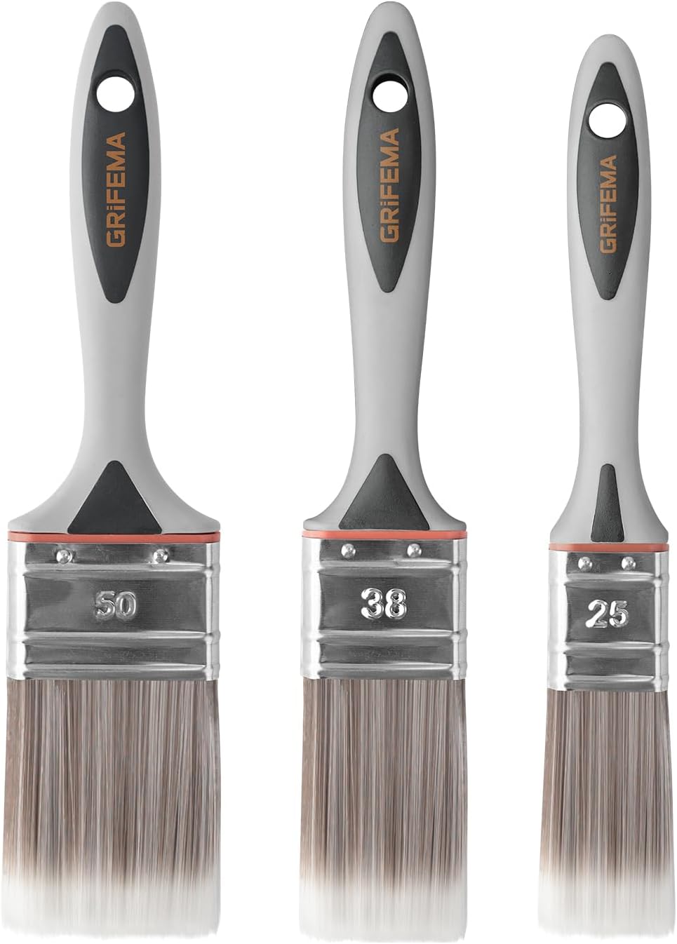 GRIFEMA GA4201-3 1/1.5/2 inch Flat Paint Brush for Furniture Walls Fences Bristles Width 25 38 50 mm (Pack of 3)
