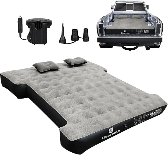 Umbrauto Truck Bed Air Mattress for 6-6.5ft Pickup Beds, Inflatable Truck Camper Tent Airbed with Pump for Ford F150/250/350, Chevy Silverado/GMC Sierra, Dodge Ram, Toyota Tundra, Nissan Titan