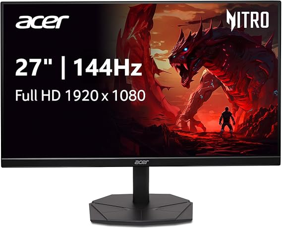 Acer Nitro 27in FHD 1920x1080 IPS 144Hz Gaming Office Monitor KG271 P6bip | 1ms, AMD FreeSync, sRGB 99%, HDMI, DisplayPort, VESA Mountable, Bluelight Filter, Flickerless Technology