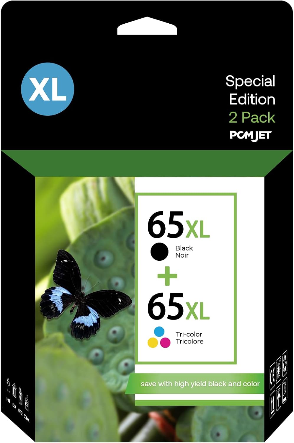 65XL Ink Cartridge Combo Pack Compatible Ink 65 XL Work with HP Envy 5055 5000 5058 5052 5034 5032 5030 5014 5012, DeskJet 3755 3700 2600 3752 2652 3772 2622 2655 Printer 1 Black, 1 Tri-Color
