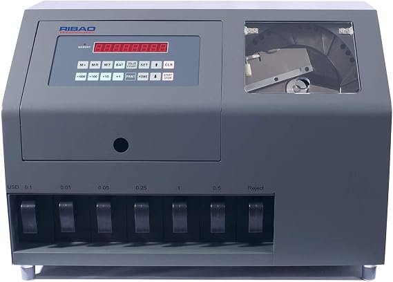 Ribao CS-600B 7-Pocket High Speed Coin Counter, Heavy Duty Bank Grade Coin Sorter, Two-Year After Service