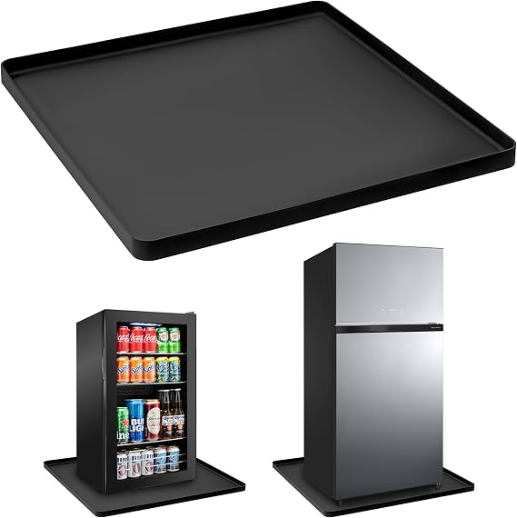 Mini Fridge Silicone Mat with Raised Edge, 23.6''x19.7'' Under Refrigerator Mat, Mini Fridge Drip Pan Prevent Water Leakage and Floor Damage, Leakproof Mat for Under Small Fridge Refrigerator Freezer