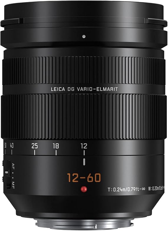 Panasonic LUMIX Professional 12-60mm Camera Lens, Leica DG Vario-ELMARIT, F2.8-4.0 ASPH, Dual I.S. 2.0 with Power O.I.S, Mirrorless Micro Four Thirds, H-ES12060 (Black)