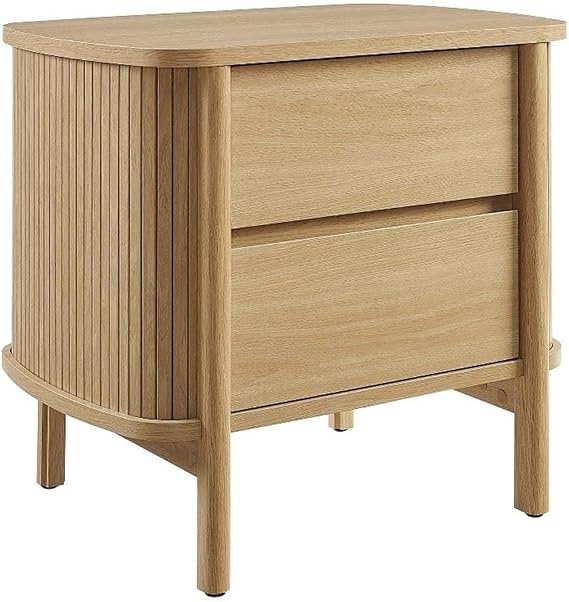 Modway Cadence Fluted 2-Drawer Nightstand in [Color] - Mid Century Modern Bedside with Storage - Wood Grain - Boho Side or End Table for Living Room or Bedroom