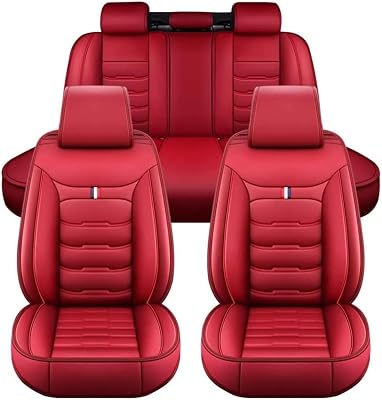 BAPINGM Car Seat Covers Full Set 5 Seat for Toyota Yaris XP150 3.Gen 2013-2020, Leather Seat Covers Luxury Seat Cover Front and Rear Seat Protectors, Leather Car Seat Covers WaterproofFRed