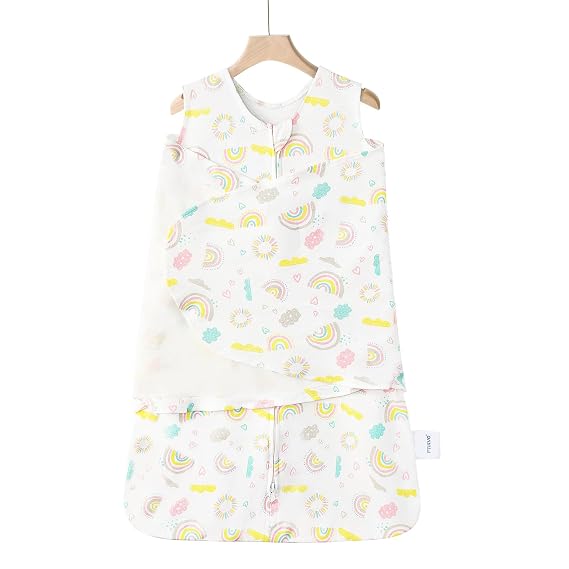 Swaddle-Blanket Baby Girl & Boy Swaddles Newborn Infant Transition 100% Cotton Wrap Blankets, 3-Way Adjustable Wearable Blanket, TOG 1.0 (Rainbow, 3-6 Month)