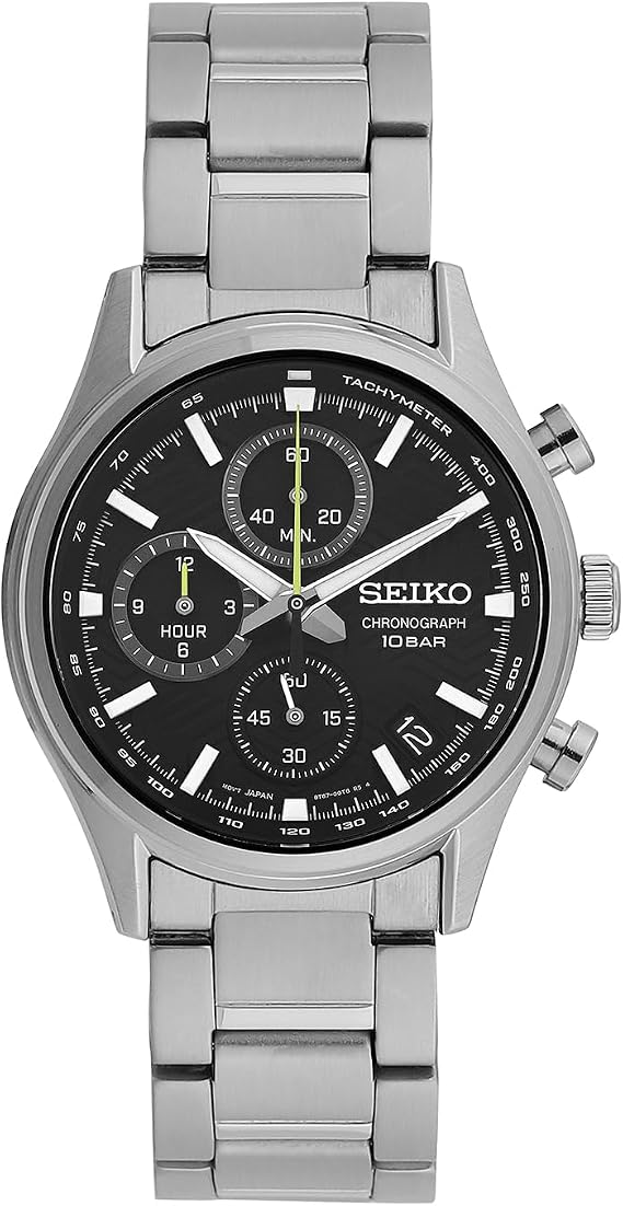 Seiko SSB419P1 Men's Wristwatch, Chronograph Overseas Model, Black