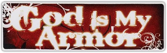 Crazy Novelty Guy Motorcycle Helmet Stickers Decals - God is My Armor - Religious, Jesus Christ - 3" x 1"