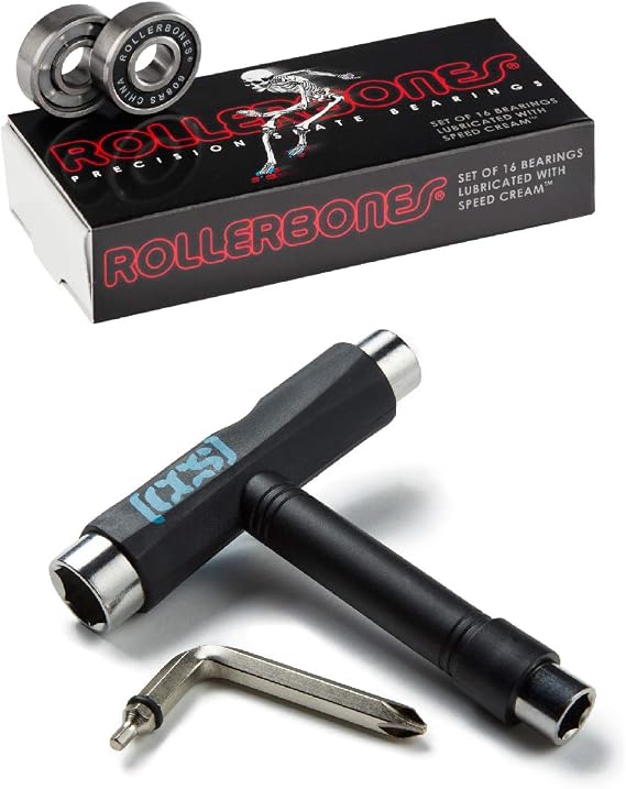 Rollerbones Bones Roller Bones Skate Bearings with CCS Skate Tool