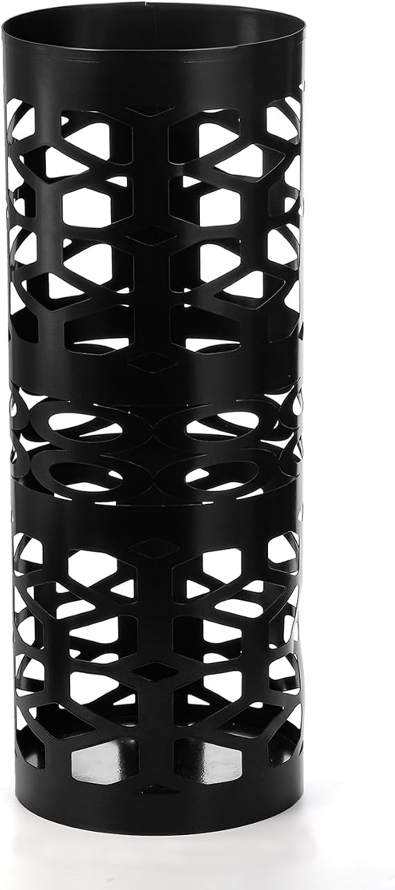 ZENFUN Umbrella Stand, Black Metal Umbrella Holder Freestanding, Cane Walk Stick Holder, Round Umbrella Rack for Entryway, Home, Office, 5.9 x 5.9 x 15.7 Inches