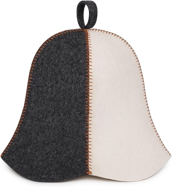 ASKOLD Wool Sauna Cap for Women to Protect Hair Grey White, Finnish Sauna Hat Felt - Banya Hat Women