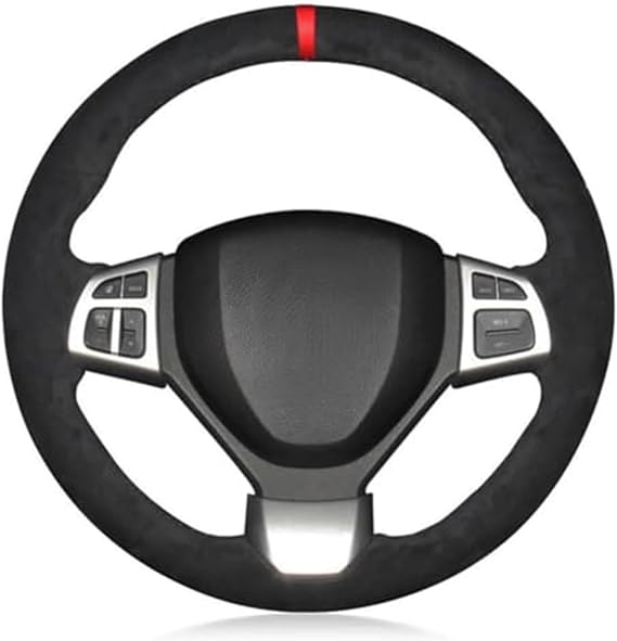 Steering Wheel Cover for Suzuki Swift Sport 2012-2017 Vitara S 2016 2017 2018 2019 Hand Sewn Black Suede Car Steering Wheel Cover Auto Protector