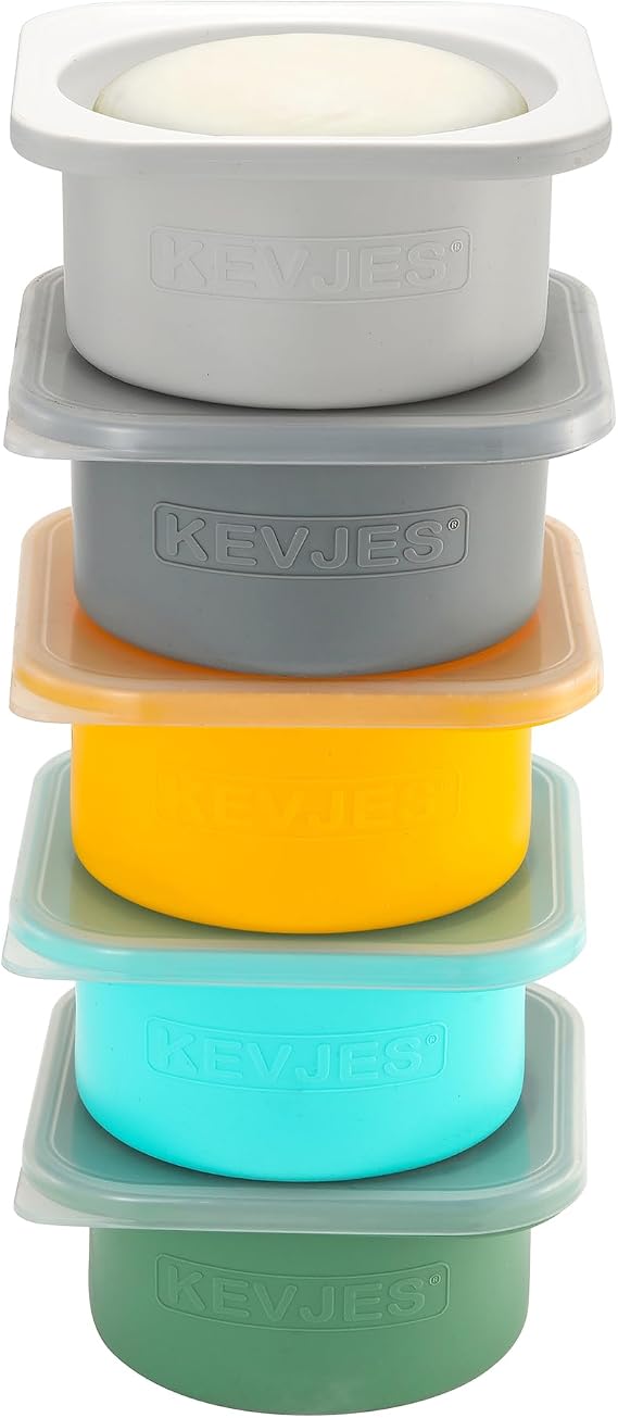 Stackable Silicone Artisan Pizza Dough Proofing Containers with Lids pizza making accessories (1 Yellow+1 Green+1Blue+1 Gray+1 Space Gray)