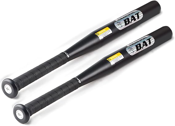 32" Baseball Bat 2Pack Weighted Steel Bats 2lbs Heavy Duty, for Adult and Youth, PU Wrapped, Black