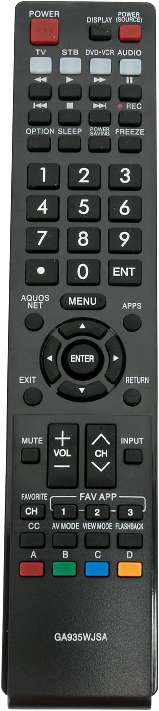 GA935WJSA Replacement Remote Control fit for Sharp AQUOS TV LC-70LE734U LC-40LE830U LC40LE830UN LC46LE830UN LC52LE830UN LC60LE830UN LC-46LE830U LC-52LE830U LC-60LE830U LC-40LE832U GA890WJSA