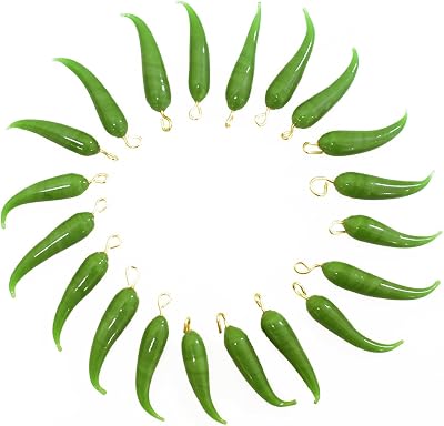 Embroiderymaterial Jewellery Making Pendant Charms, Chilli Shape, Light Green Color, 20 Pieces